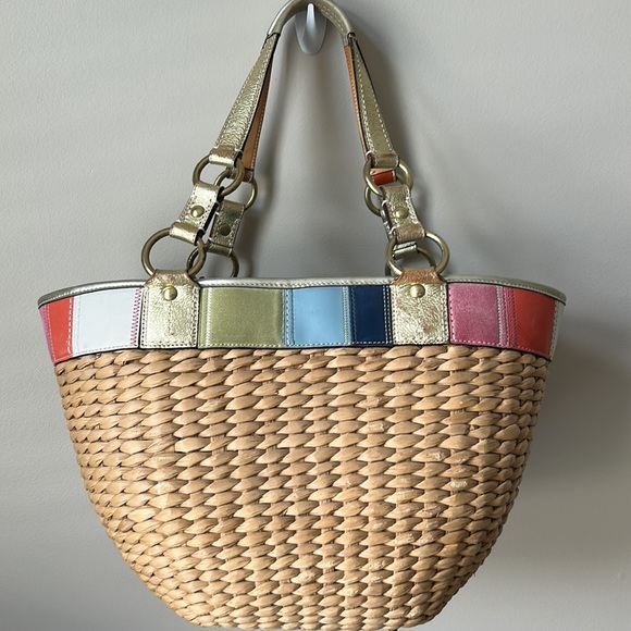 Coach basket weave colorful beach bag - Picture 2 of 6
